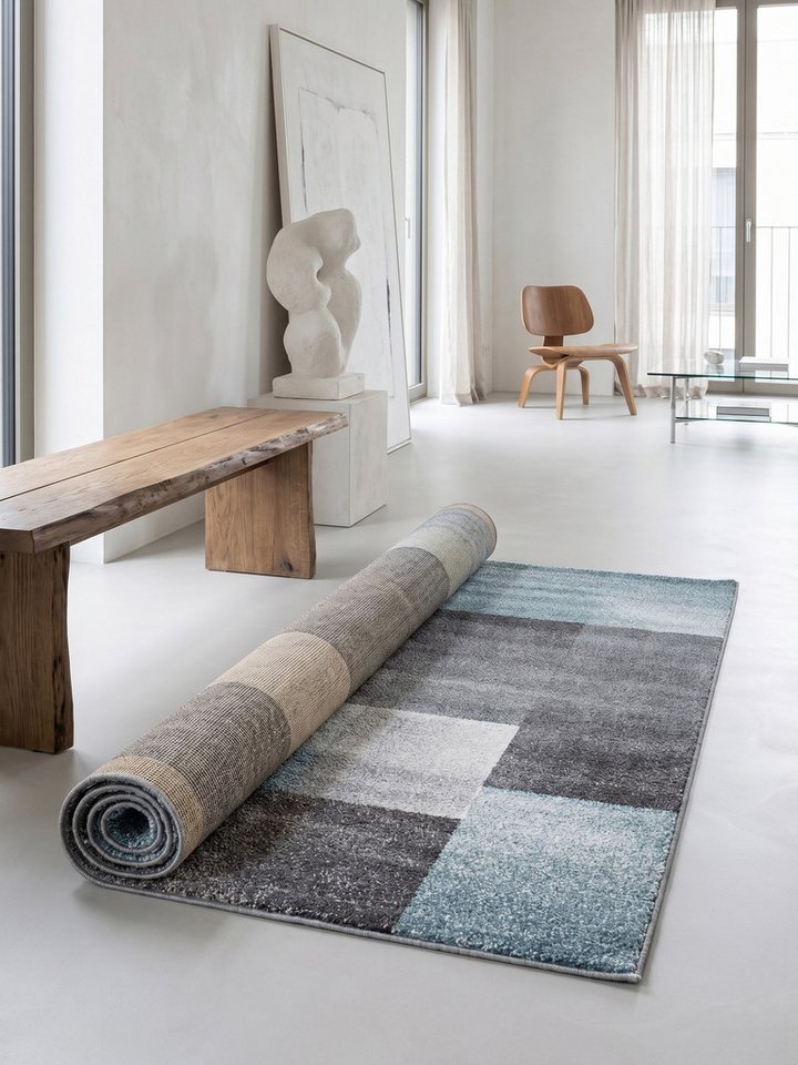 KADIMA DESIGN Teppich SOLDA Wohnzimmer Schlafzimmer Waschbar Wohnzimmerteppich Elegant, Läufer, Höhe: 13 mm, Blau, 80x150 cm, Esszimmer Strapazierfähig Waschbar Bild 5