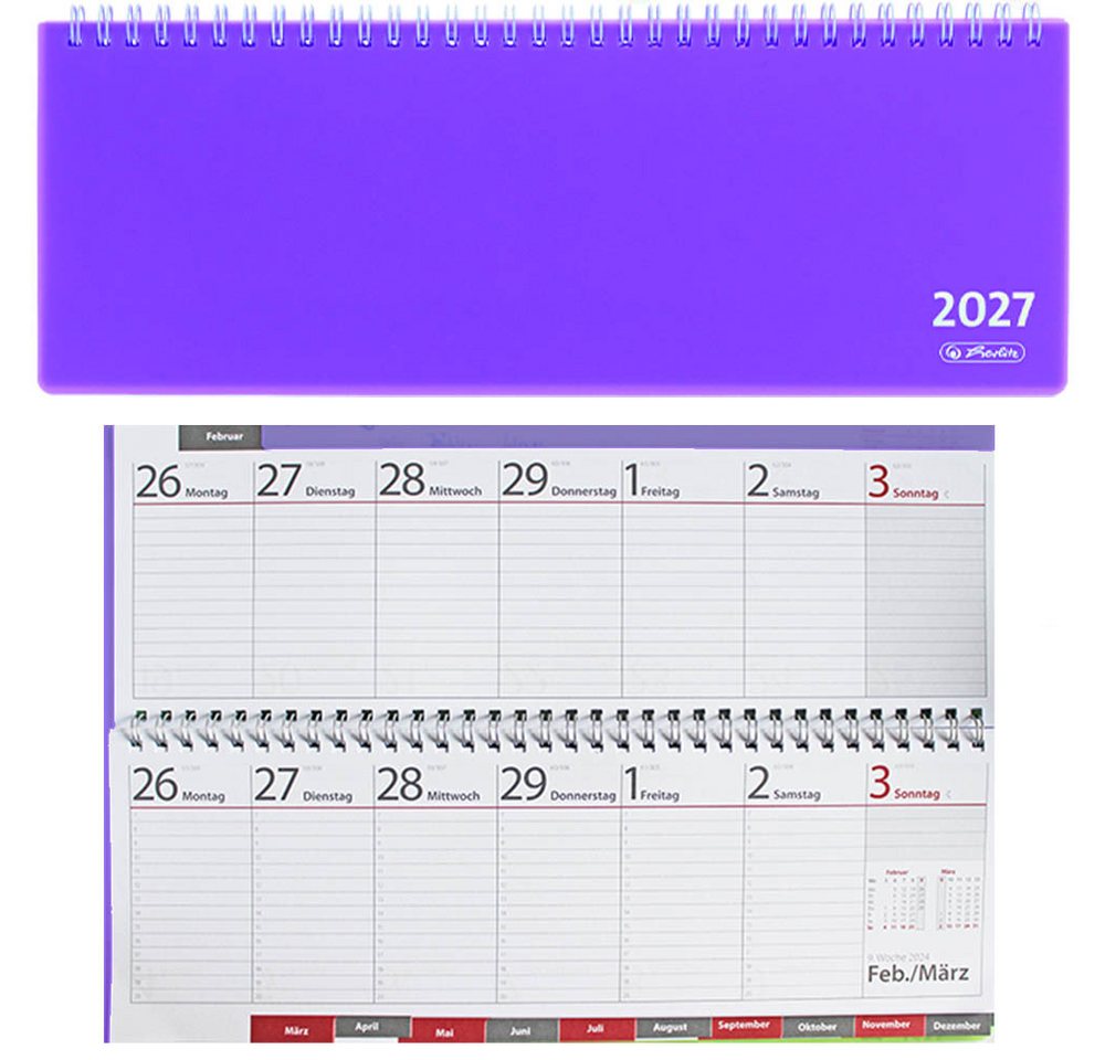 Herlitz Schreibtischkalender 2027 transluzent lila