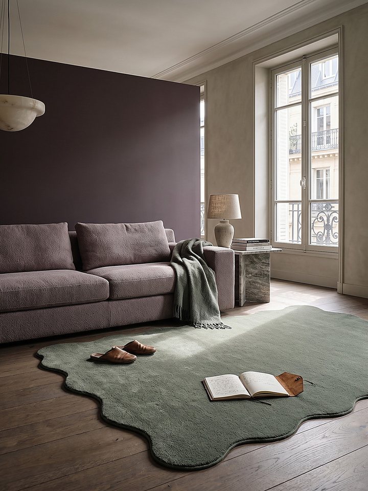KADIMA DESIGN Teppich TIRSO Hochflorteppich Waldgrün 120x160 Uni Polyester Antirutsch, Rechteckig, Höhe: 17 mm, Trittschalldämmend, Strapazierfähig, Pflegeleicht, Farbecht Bild 3