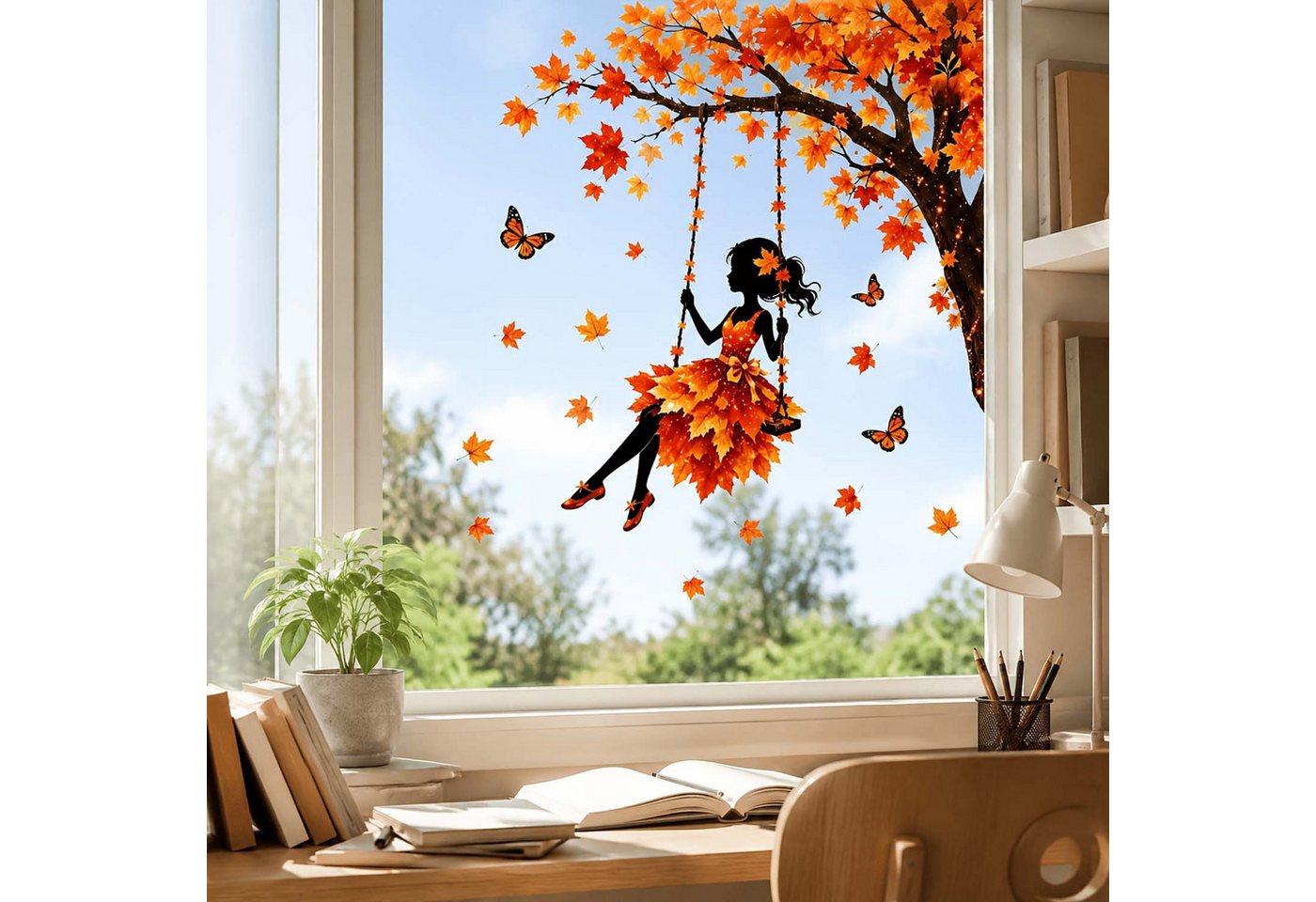Sorvyzxn Fensterbild Fensterbild wiederverwendbare Fensterbilder Halloween Herbstlicher Bild 5