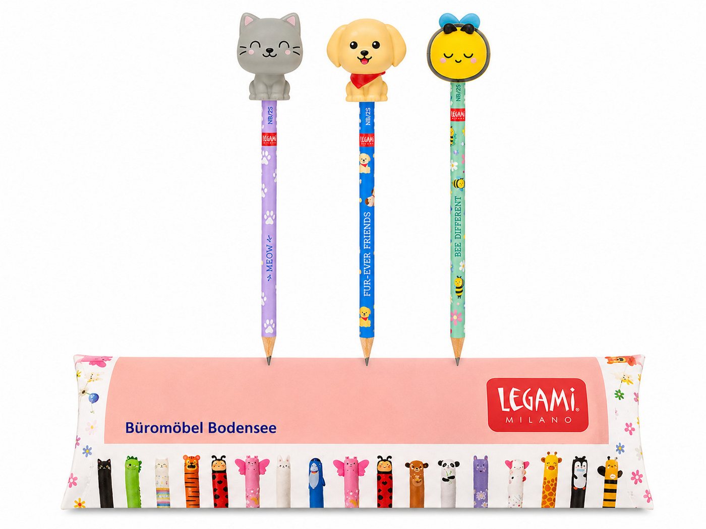 Legami Bleistift LEGAMI Squishy Bleistift 3er-Set Ever Friends Kitty Bee Golden Bild 3