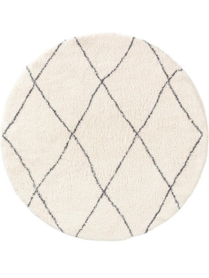 benuta Hochflor-Teppich Benno, rund, Höhe: 21 mm, Teppich Wohnzimmer, Schlafzimmer, Esszimmer, Flur, Kunstfaser, Cozy Bild 3