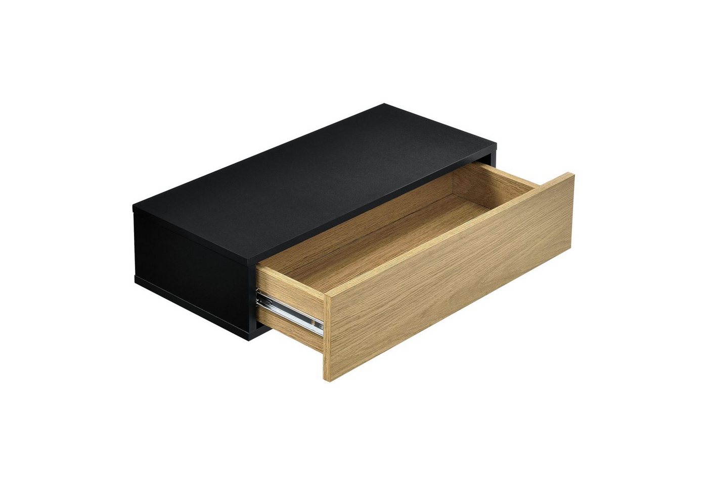 en.casa Wandboard, »Leknes« Wandregal mit Tür Nachtkommode schwarz/holzfarben Bild 5