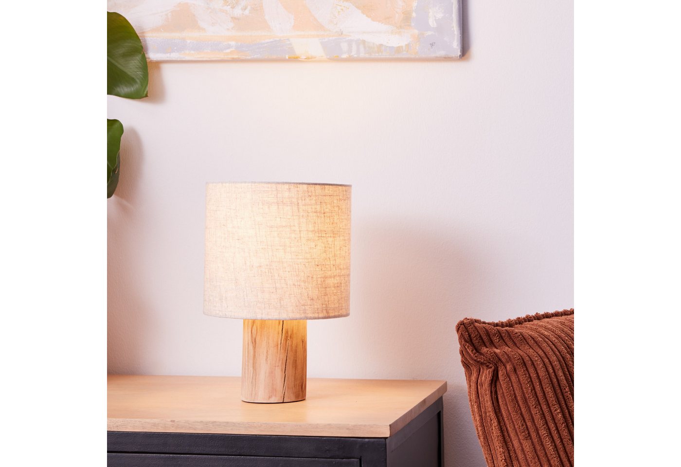 Lightbox Tischleuchte, ohne Leuchtmittel, Tischlampe, 30 cm Höhe, Ø 20 cm, E27, max. 40 W, Schalter, beige Bild 3