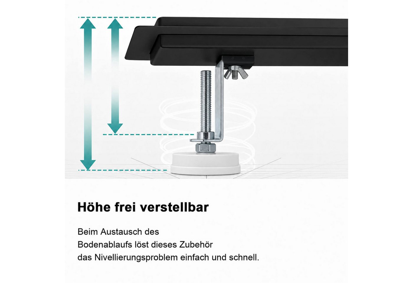 SaniteModar Duschrinne Schwarz Befliesbar Duschrinne extra flach, Edelstahl Bodenablauf, 1-St., 2-in-1 Wendbare Duschrinne, 60 cm Bild 3