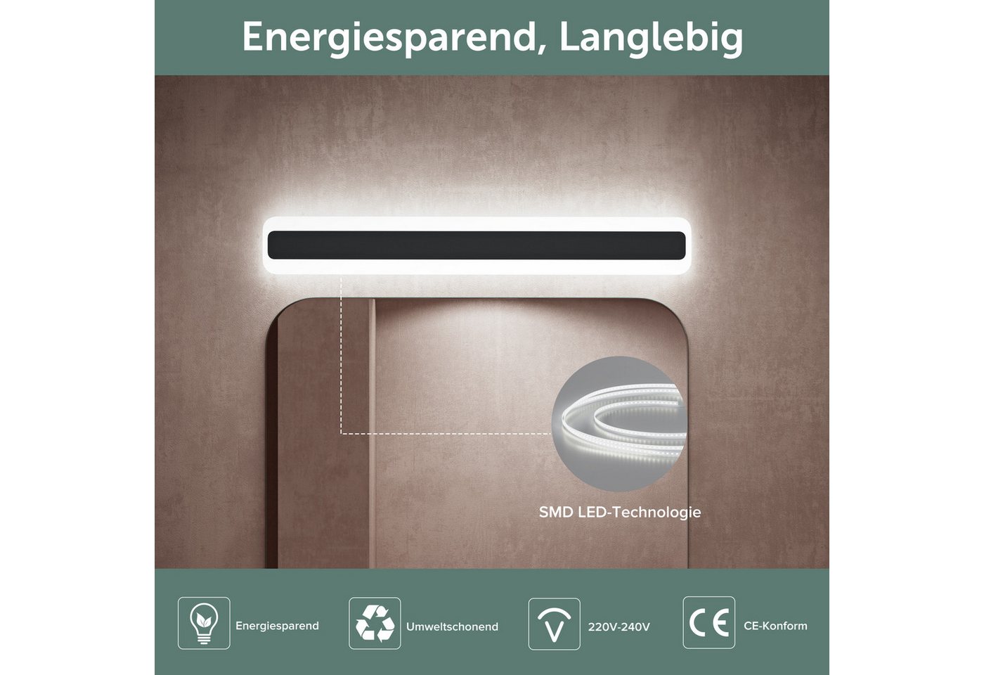 doporro LED Spiegelleuchte Wandlampe Wandleuchte Spiegellampe Badlampe Badleuchte LumaRay Bild 3
