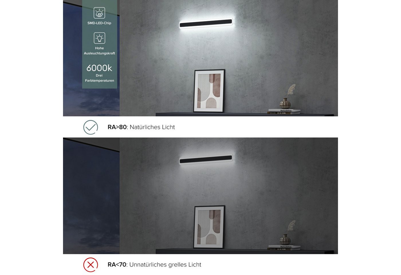 doporro LED Spiegelleuchte Wandlampe Wandleuchte Spiegellampe Badlampe Badleuchte LumaRay Bild 5