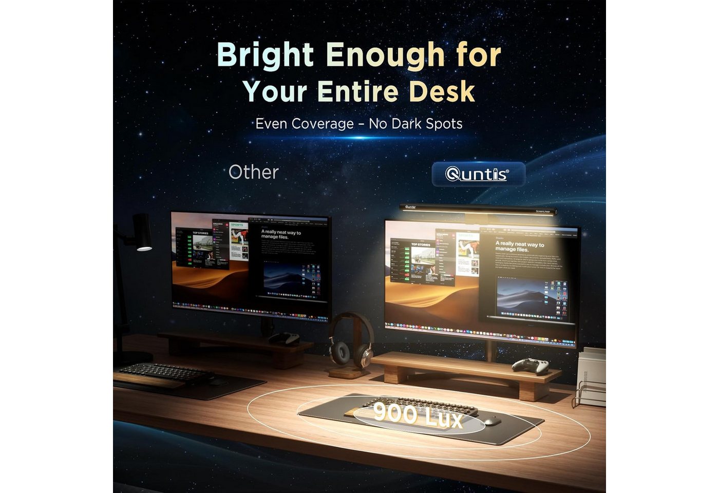 ibettertec Schreibtischlampe LED Monitorlampe mit RGB Hintergrundbeleuchtung, 44 cm, LED fest integriert, Bildschirmleuchte mit Touch-Steuerung, einstellbare Farbtemperatur, und Helligkeit, USB Schreibtischlampe für PC Monitor Bild 2