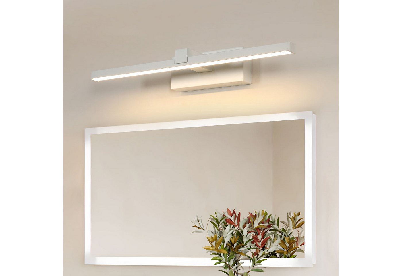Riserva LED Spiegelleuchte LED Spiegelleuchte 40 cm Weiß, Wandleuchte innen, 8W, 3000K Warmweiß
