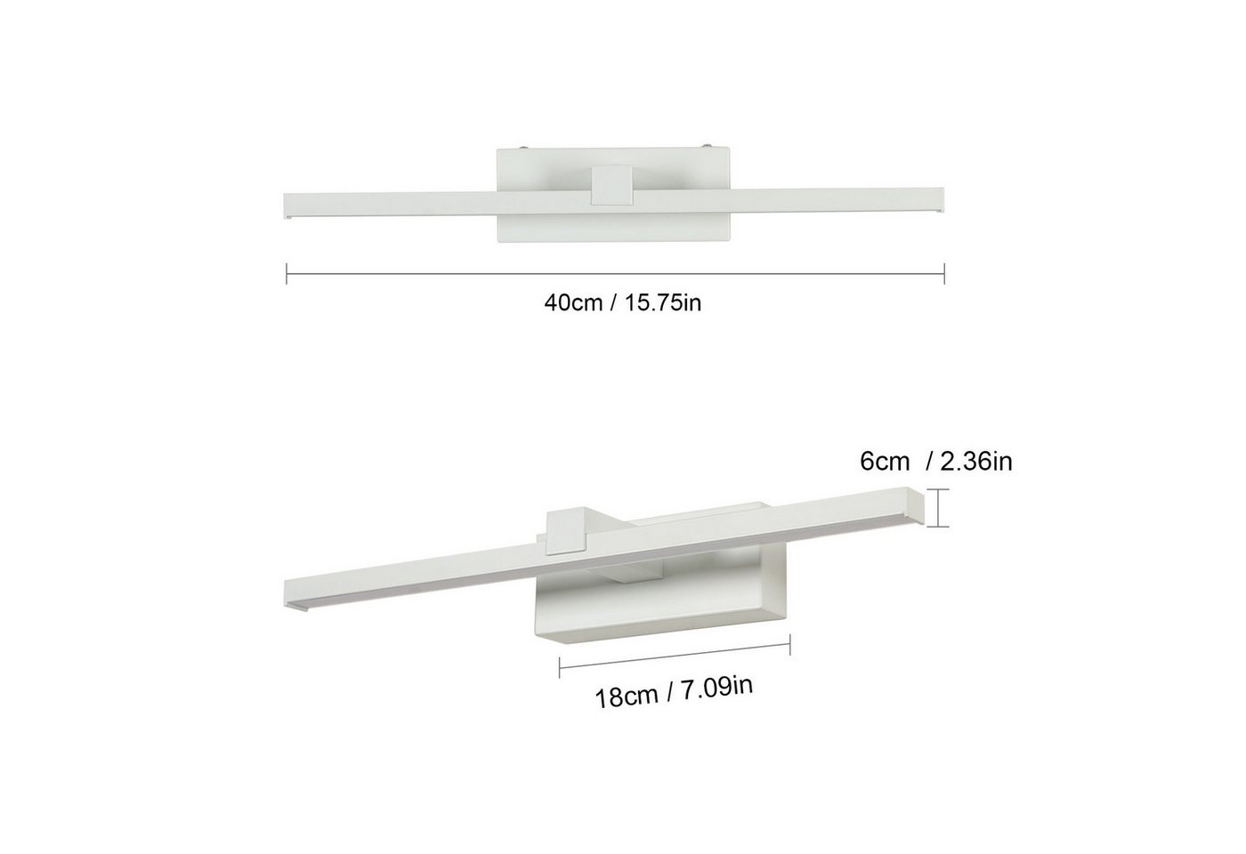 Riserva LED Spiegelleuchte LED Spiegelleuchte 40 cm Weiß, Wandleuchte innen, 8W, 3000K Warmweiß Bild 3