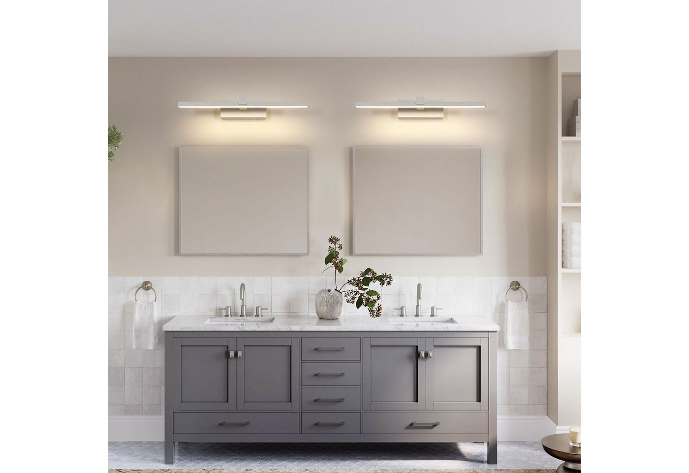 Riserva LED Spiegelleuchte LED Spiegelleuchte 40 cm Weiß, Wandleuchte innen, 8W, 3000K Warmweiß Bild 4