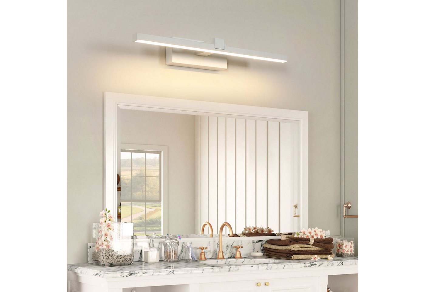 Riserva LED Spiegelleuchte LED Spiegelleuchte 40 cm Weiß, Wandleuchte innen, 8W, 3000K Warmweiß Bild 5