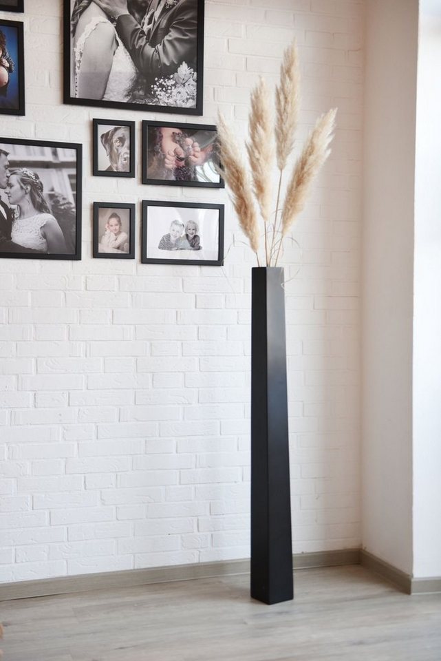 VIVANNO Bodenwindlicht Fiberglas OBELISK Säule - Schwarz Matt (1 St), 11x11x120 cm