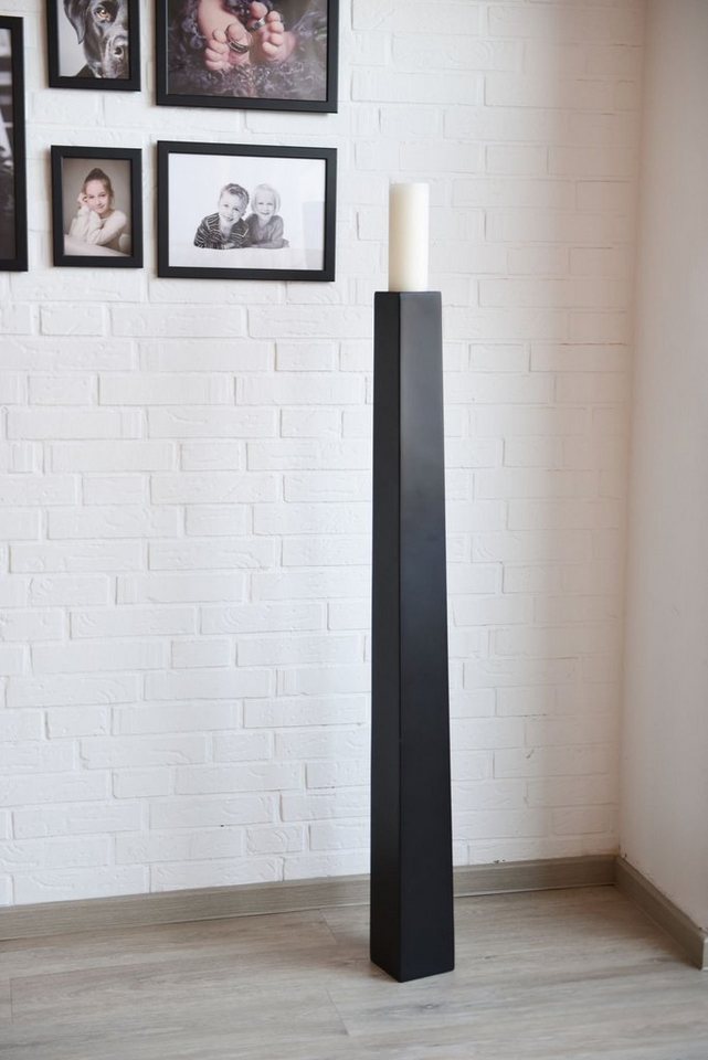 VIVANNO Bodenwindlicht Fiberglas OBELISK Säule - Schwarz Matt (1 St), 11x11x120 cm Bild 5