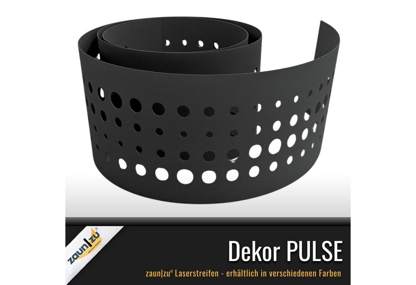 zaunzu Sichtschutzstreifen zaunzu PREMIUM dekor Pulse Sichtschutz Anthrazit 2,55m, (1x Einzelstreifen, Lasermuster für Deinen Doppelstabmattenzaun Laserstreifen), 5 Jahre garantierte Farbechtheit, UV-beständig Bild 4