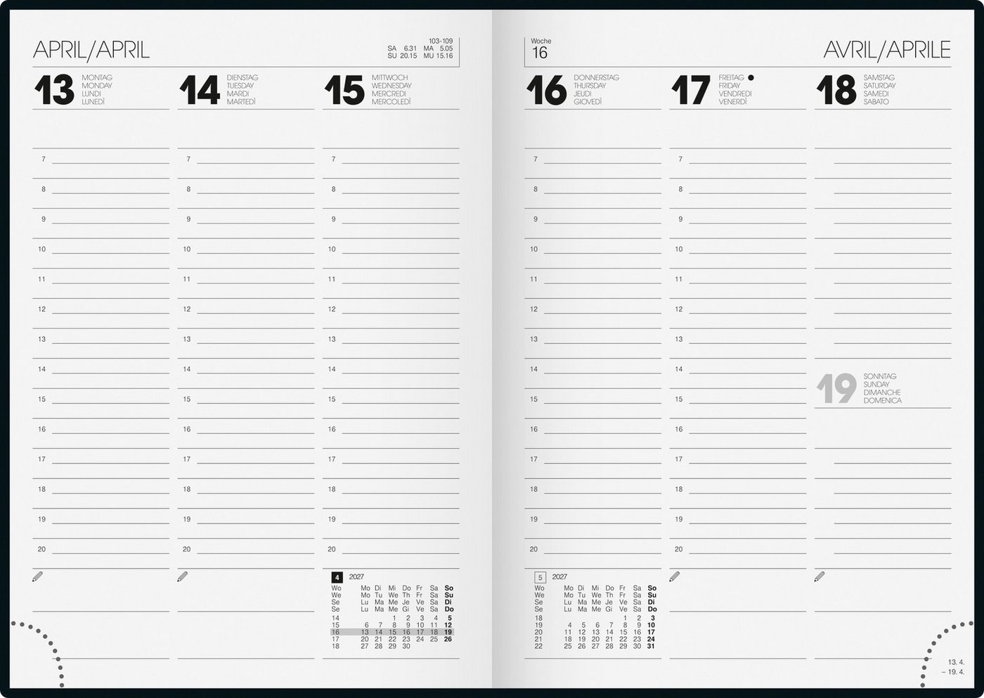 BRUNNEN Buchkalender 2027 BRUNNEN Buchkalender A5 sw 2S/1W Balacron Bild 2