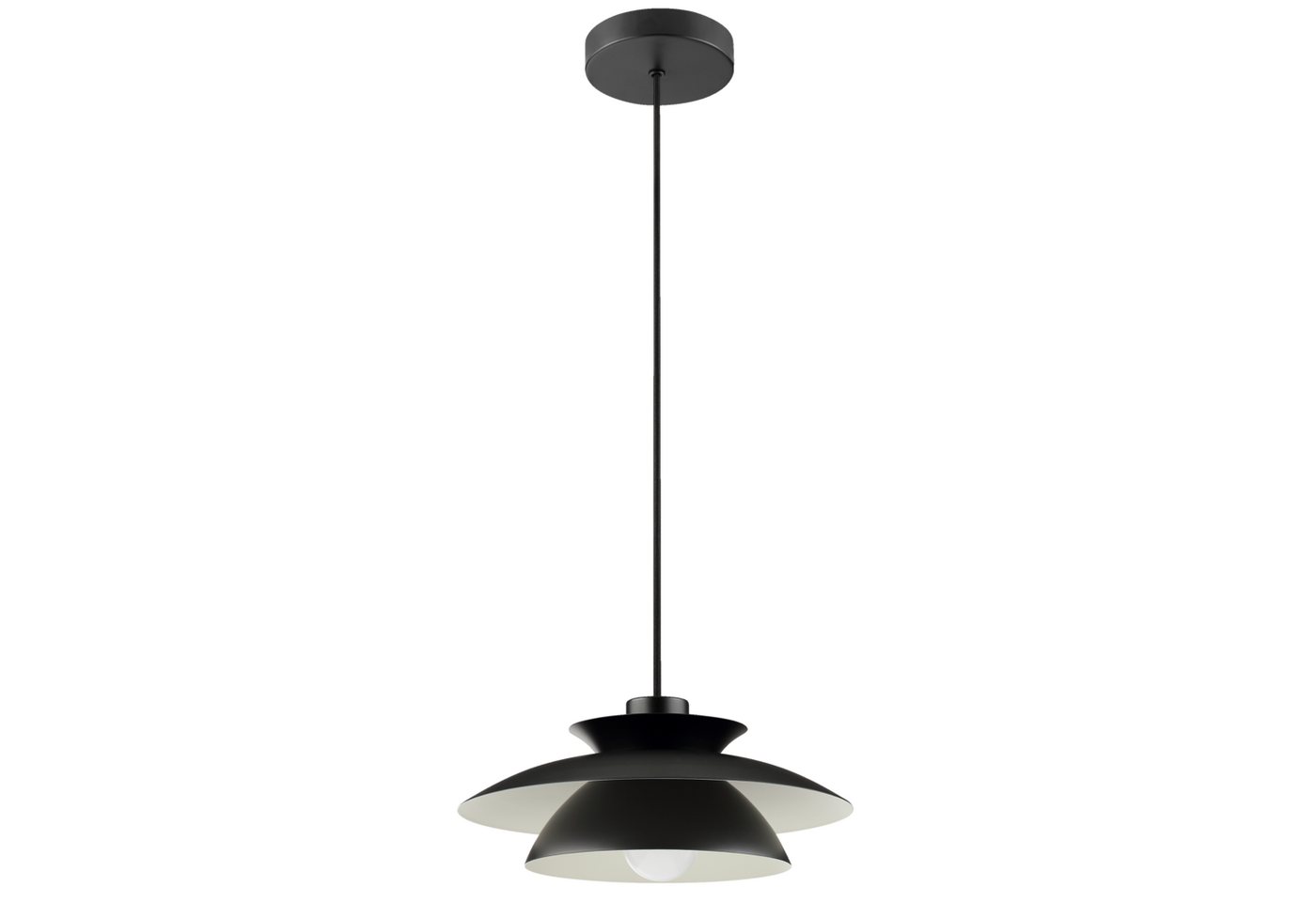 Lightbox Pendelleuchte, ohne Leuchtmittel, Doppelschirm, Ø 30,5 cm, H 120 cm, E27 Fassung, Metall, schwarz matt