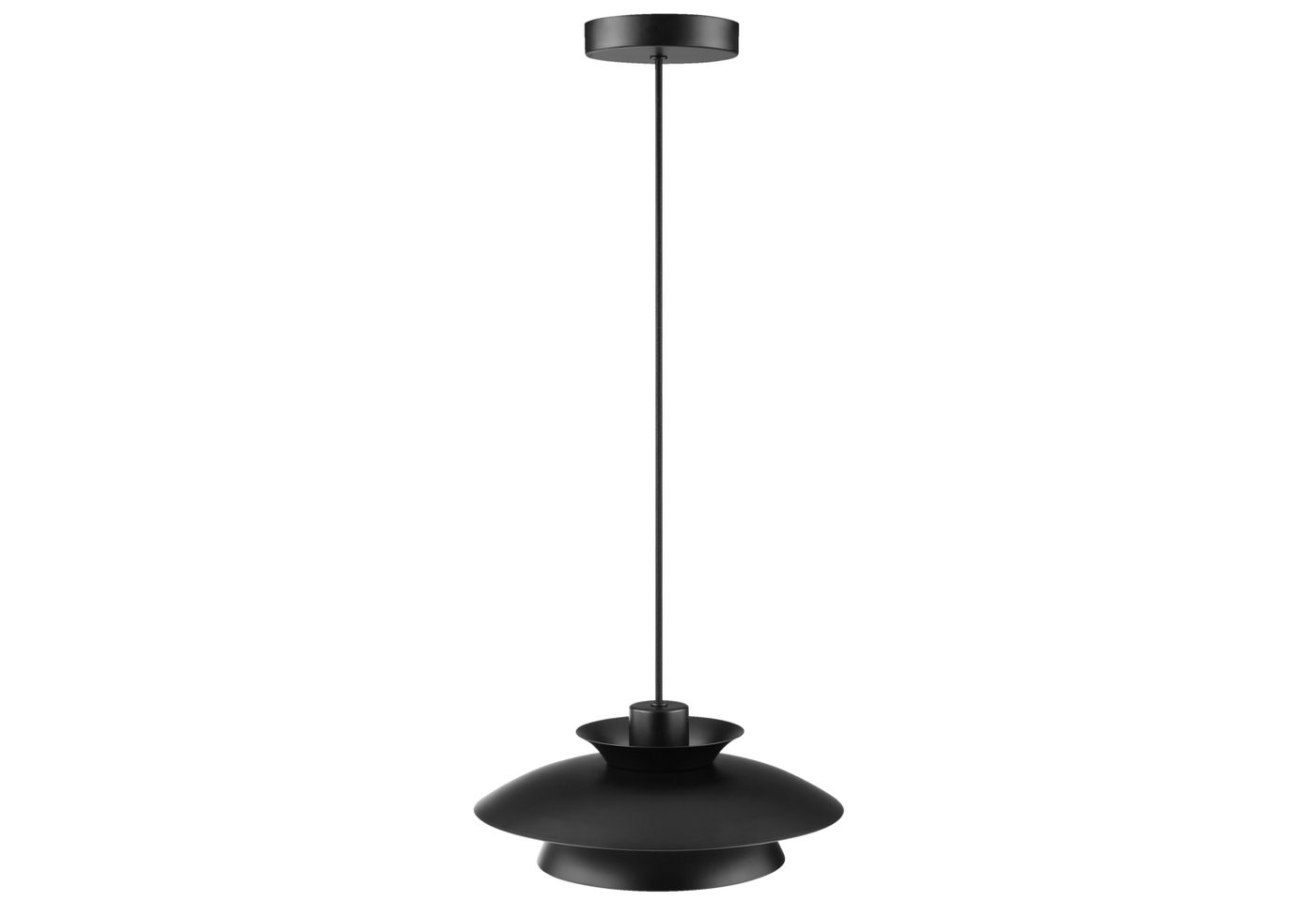 Lightbox Pendelleuchte, ohne Leuchtmittel, Doppelschirm, Ø 30,5 cm, H 120 cm, E27 Fassung, Metall, schwarz matt Bild 4