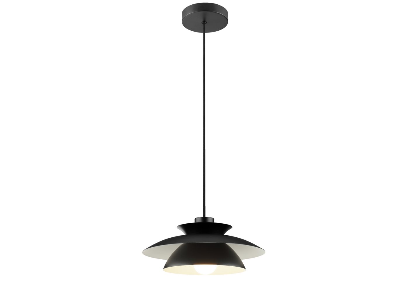 Lightbox Pendelleuchte, ohne Leuchtmittel, Doppelschirm, Ø 30,5 cm, H 120 cm, E27 Fassung, Metall, schwarz matt Bild 5