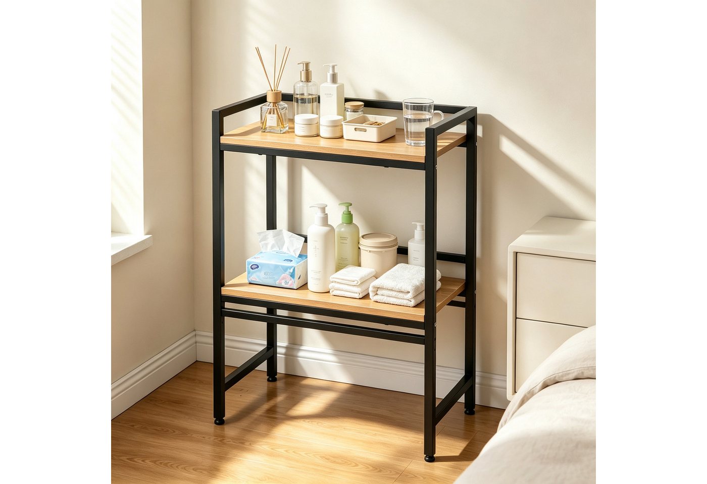 ibettertec Standregal Standregal Küchenregal Mikrowellen Regal 2 Stufiges, Mikrowellenregal Mikrowellenständer Mikrowellenhalter Küchenorganizer ständer, geeignet für Küchen, Schlafzimmer, Wohnzimmer und Arbeitszimmer Bild 2