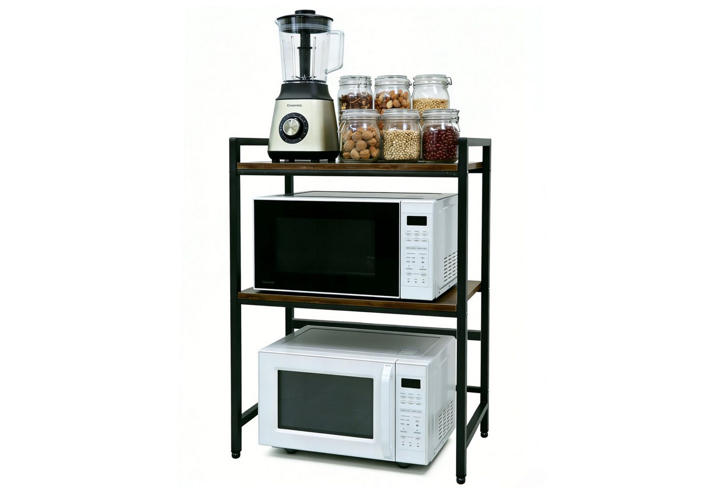 ibettertec Standregal Standregal Küchenregal Mikrowellen Regal 2 Stufiges, Mikrowellenregal Mikrowellenständer Mikrowellenhalter Küchenorganizer ständer, geeignet für Küchen, Schlafzimmer, Wohnzimmer und Arbeitszimmer Bild 4
