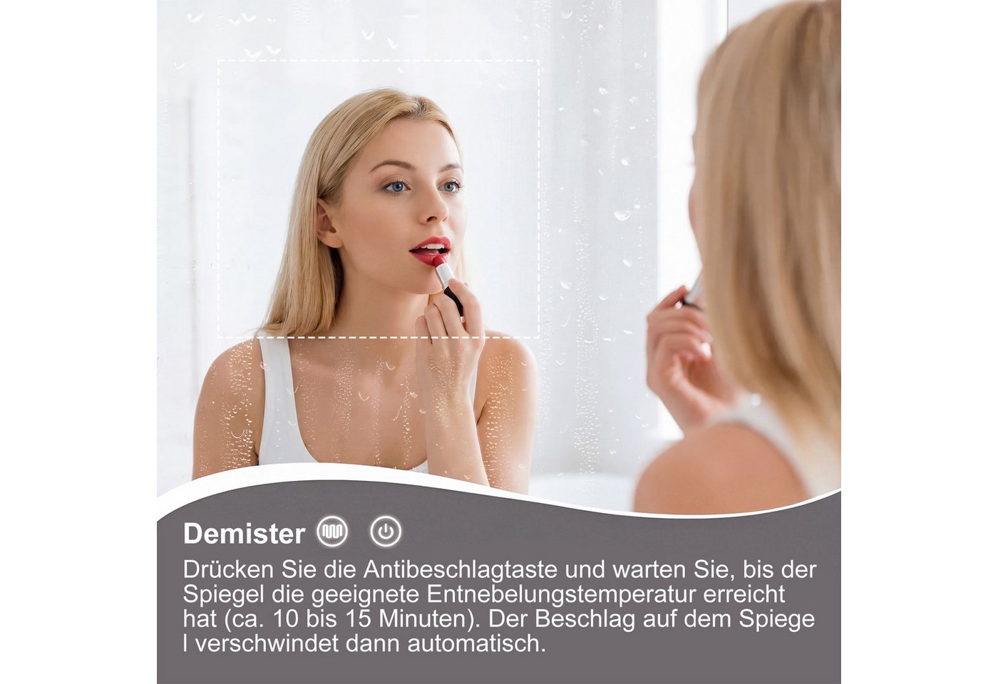 Gdood Badezimmerspiegelschrank Spiegelschrank Doppeltür Hängeschrank mit Stauraum (1-St., Einstellung der warmen und kalten Farbtemperatur 3000/4500/6400K) inkl. LED-Beleuchtung, Stecker, Touchschalter, Beschlagfrei Bild 2