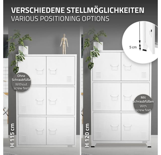 ML-Design Aktenschrank 75x40x120 cm Weiß Stahl Freistehender