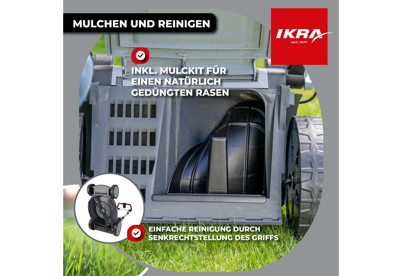 ikra GmbH Akkurasenmäher IB-LM 43, 43 cm Schnittbreite, (Mit Akku & Ladergerät), kompatibel mit BOSCH 36V Bild 3