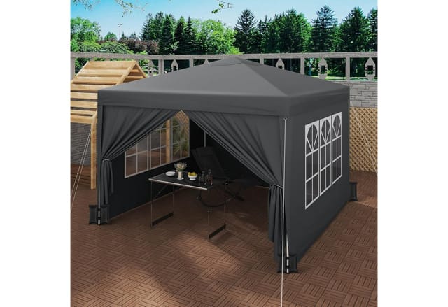 Woltu Pavillon, mit 4 Seitenteilen, Faltpavillon 3x3m, mit 4 Seitenteilen und 4 Sandsäcke