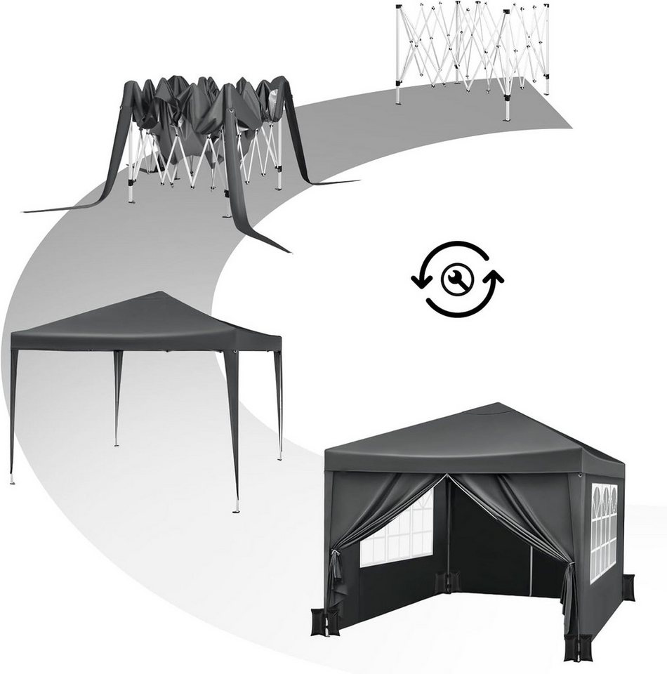Woltu Pavillon, mit 4 Seitenteilen, Faltpavillon 3x3m, mit 4 Seitenteilen und 4 Sandsäcke Bild 4