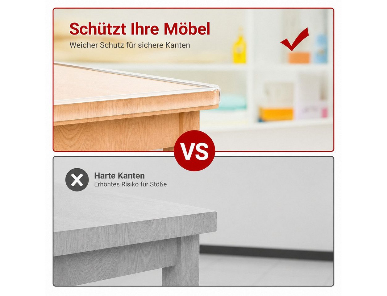 MOPUEA Kindersicherung 3 m Kantenschutz Transparenter Stoßfänger-Streifen für Möbelkante Ecke, Eckenschutz Transparent - Einfache Montage (10mm Breite) Bild 3