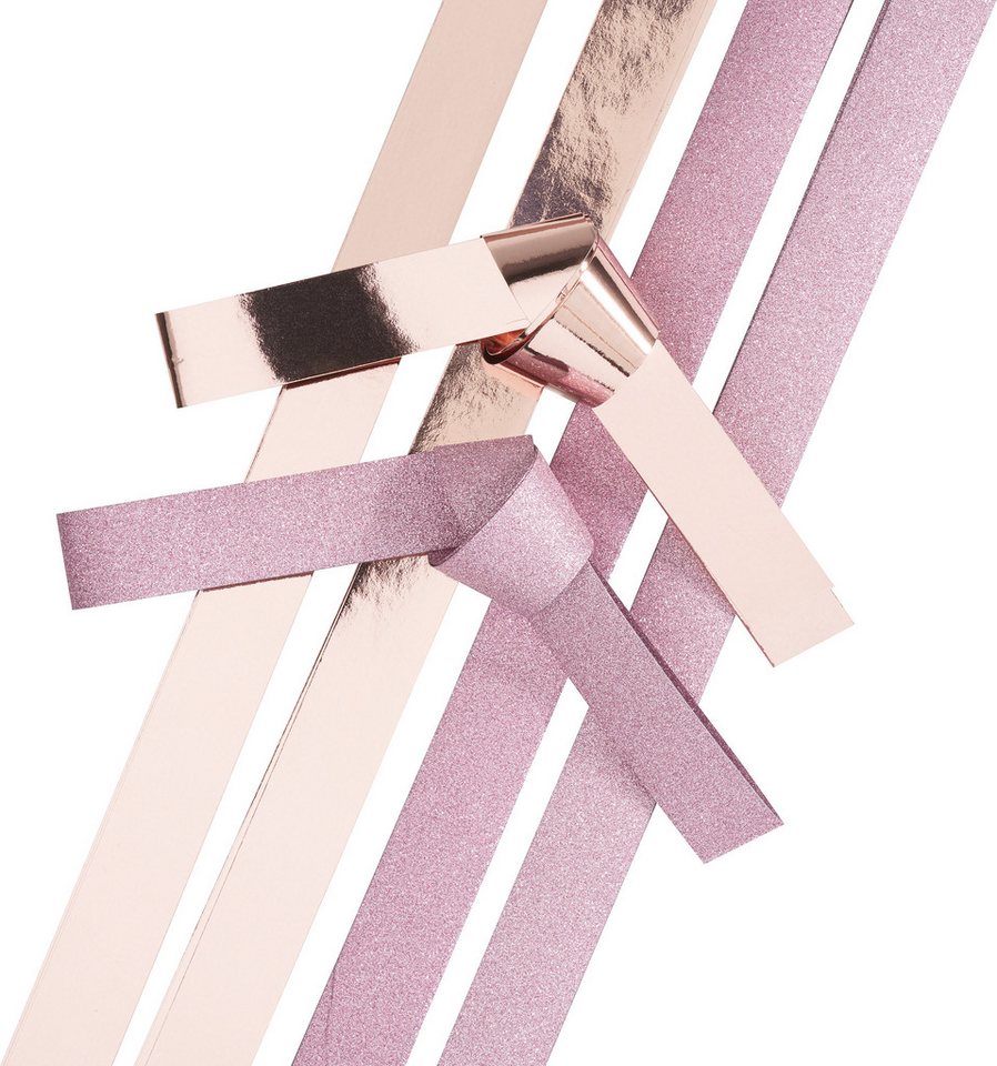 Gebrüder Bertels Motivpapier Papierstreifen Rosa Glitter, 15mm, 48 Streifen
