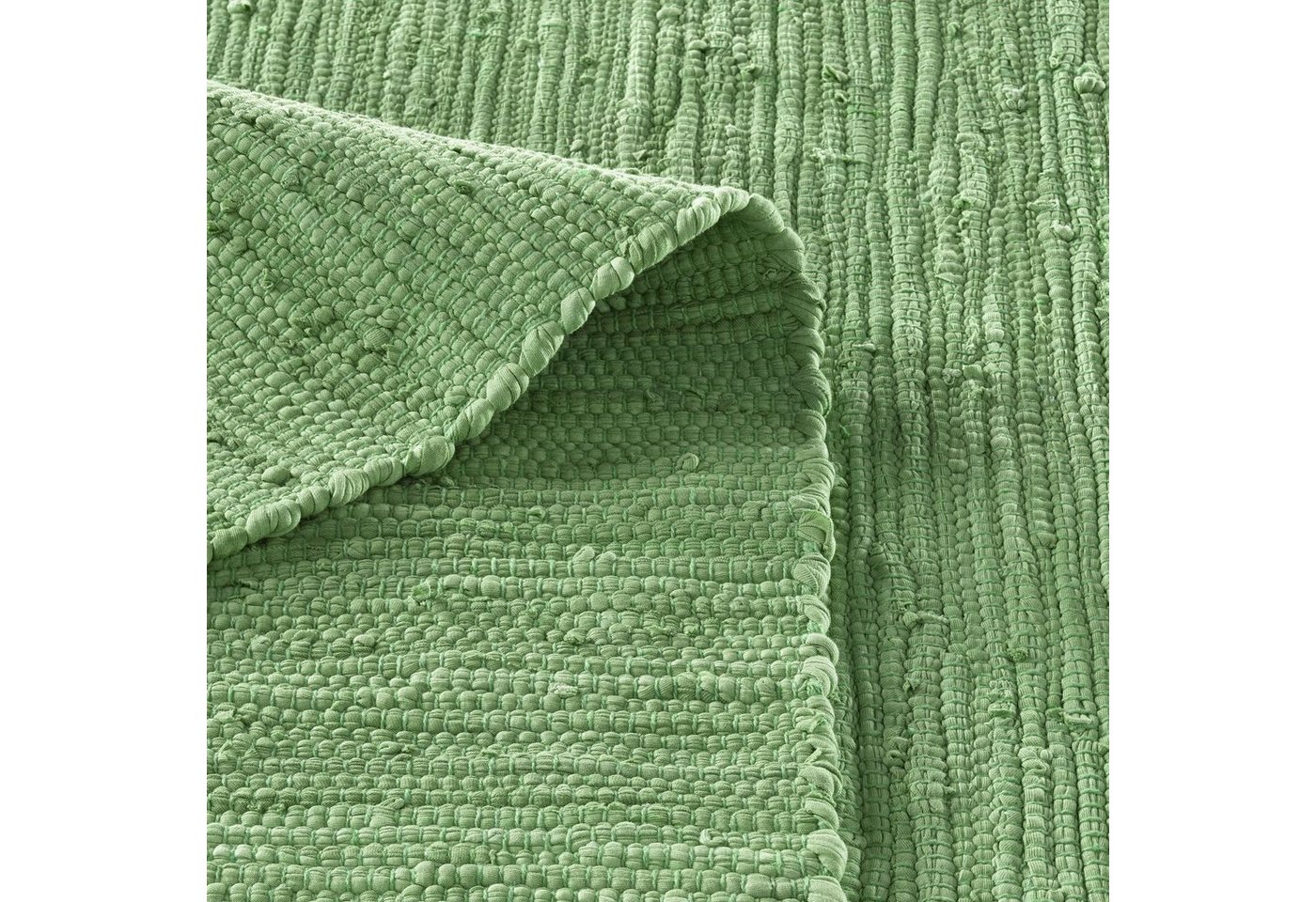 TaCa Home Teppich Handweb Flicken-Teppich Fleckerl, rechteckig, Höhe: 5 mm, Grün - 60 x 120 cm Bild 2
