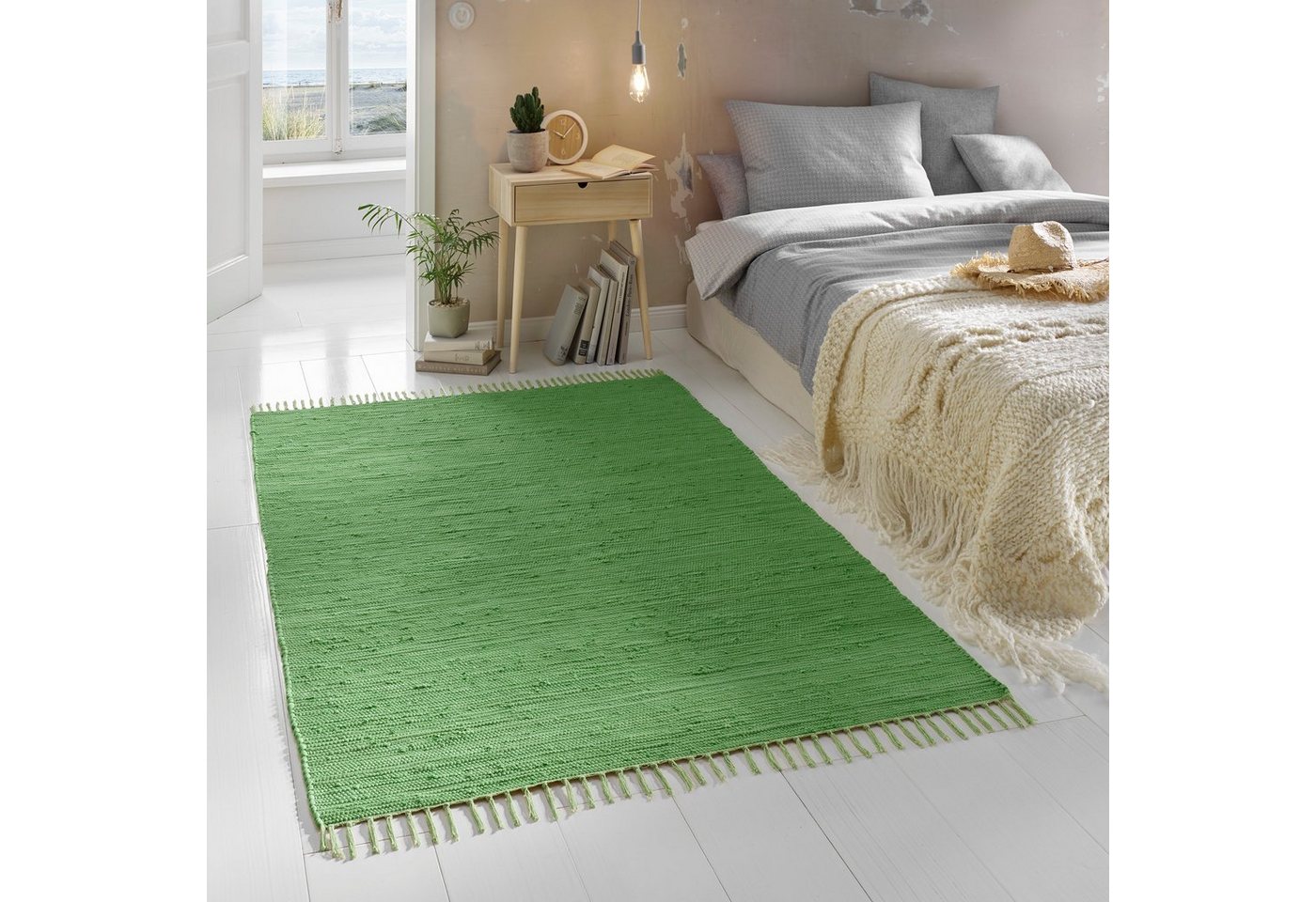 TaCa Home Teppich Handweb Flicken-Teppich Fleckerl, rechteckig, Höhe: 5 mm, Grün - 60 x 120 cm Bild 3