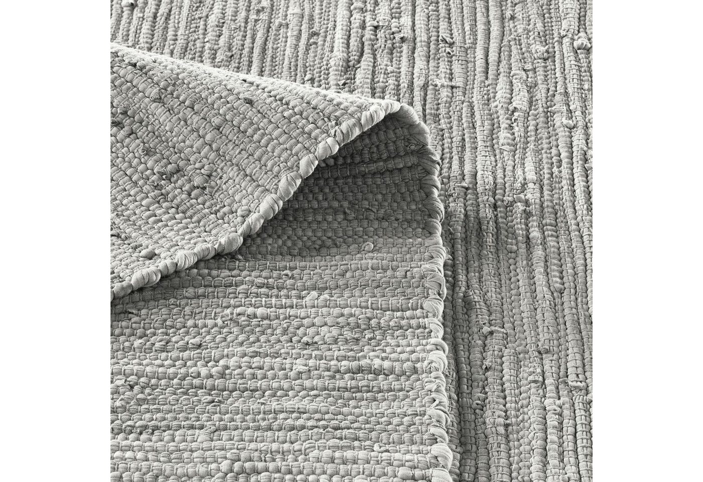 TaCa Home Teppich Handweb Flicken-Teppich Fleckerl, rechteckig, Höhe: 5 mm, Grau - 60 x 120 cm Bild 4