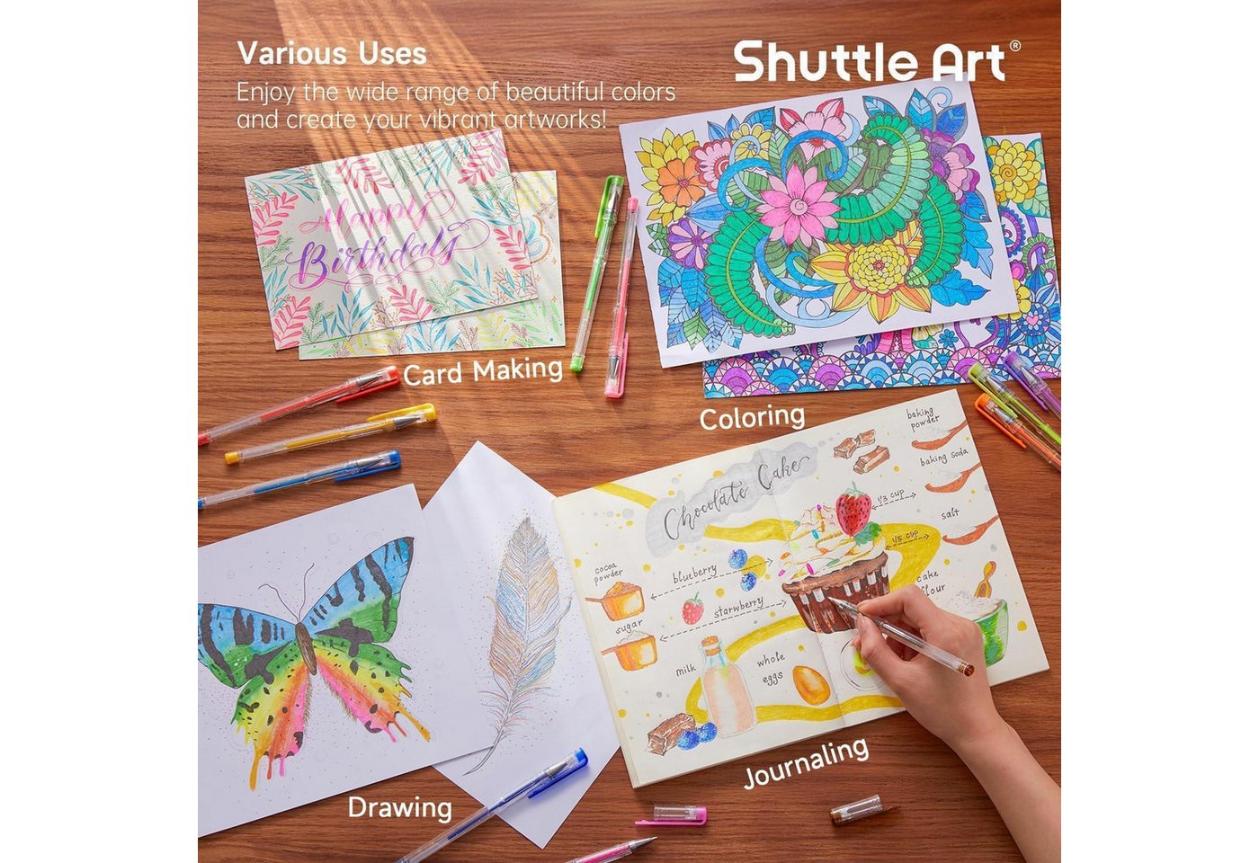 LuxusKollektion Gelschreiber 80 Glitzer Gelstifte Set 40 bunte Gelschreiber 40 Ersatzminen, für Bild 2