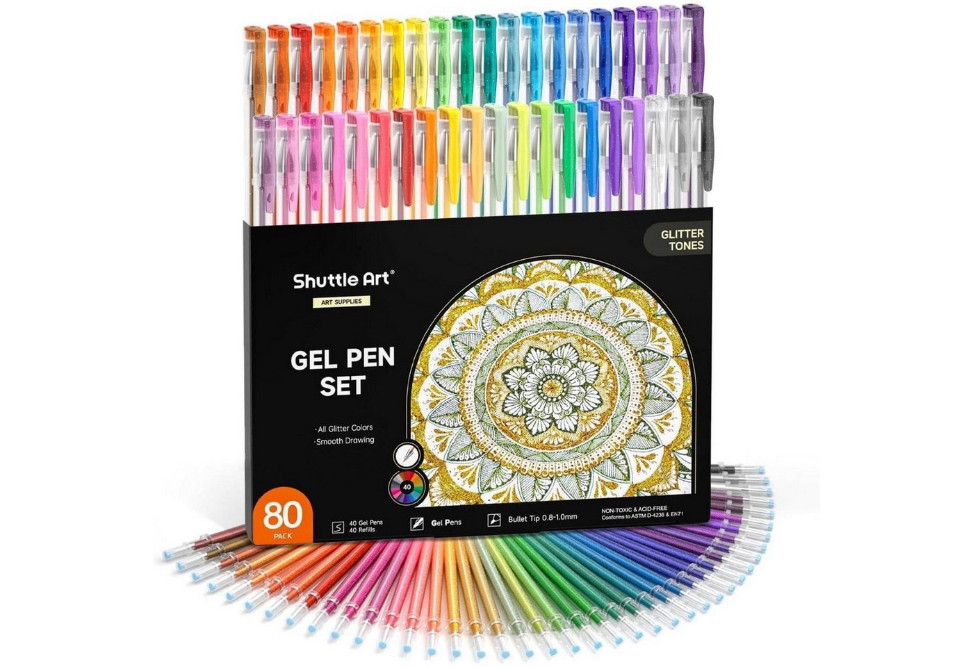 LuxusKollektion Gelschreiber 80 Glitzer Gelstifte Set 40 bunte Gelschreiber 40 Ersatzminen, für Bild 5