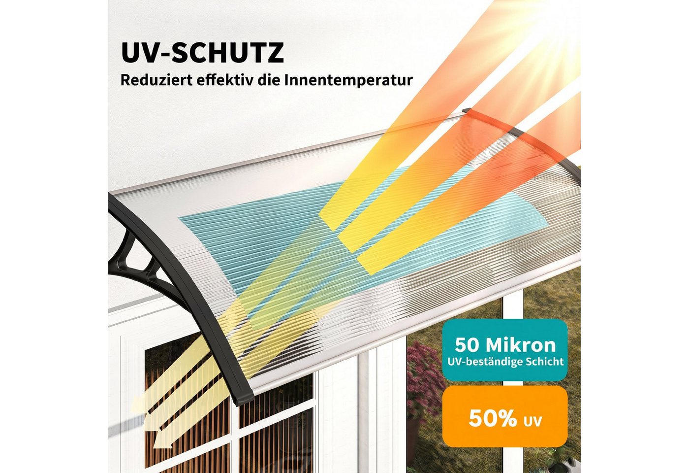 Outsunny Pultvordach Vordach für Haustür mit UV Schutz, Regenschutz (Set, 1 St., 1-teilig), 110 x 60 x 18 cm Aluminium Bild 5