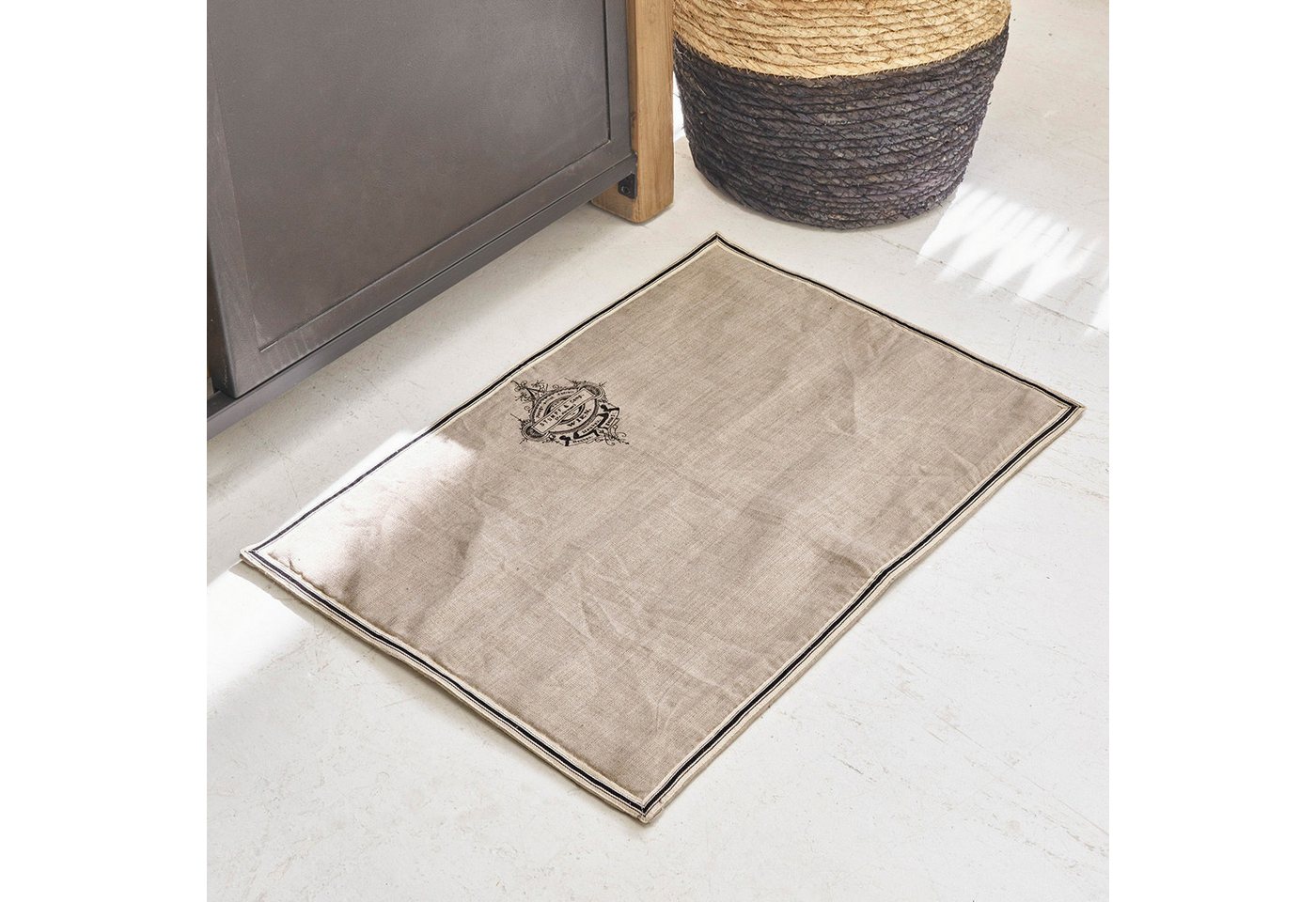 Mirabeau Badematte Badematte Rania beige, Höhe 400 mm, 100% Baumwolle, Unterseite: 100% Leinen