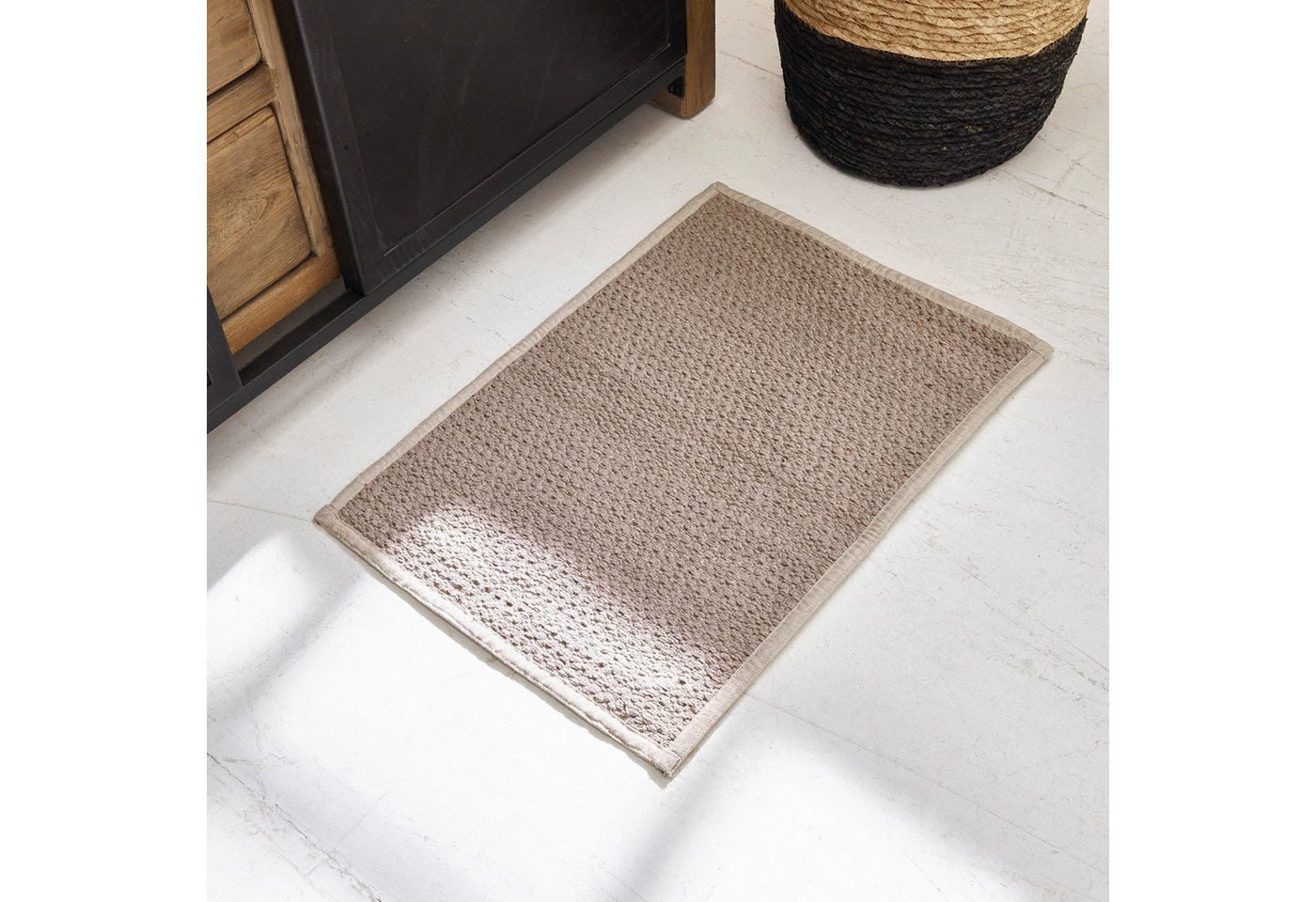 Mirabeau Badematte Badematte Rania beige, Höhe 400 mm, 100% Baumwolle, Unterseite: 100% Leinen Bild 3