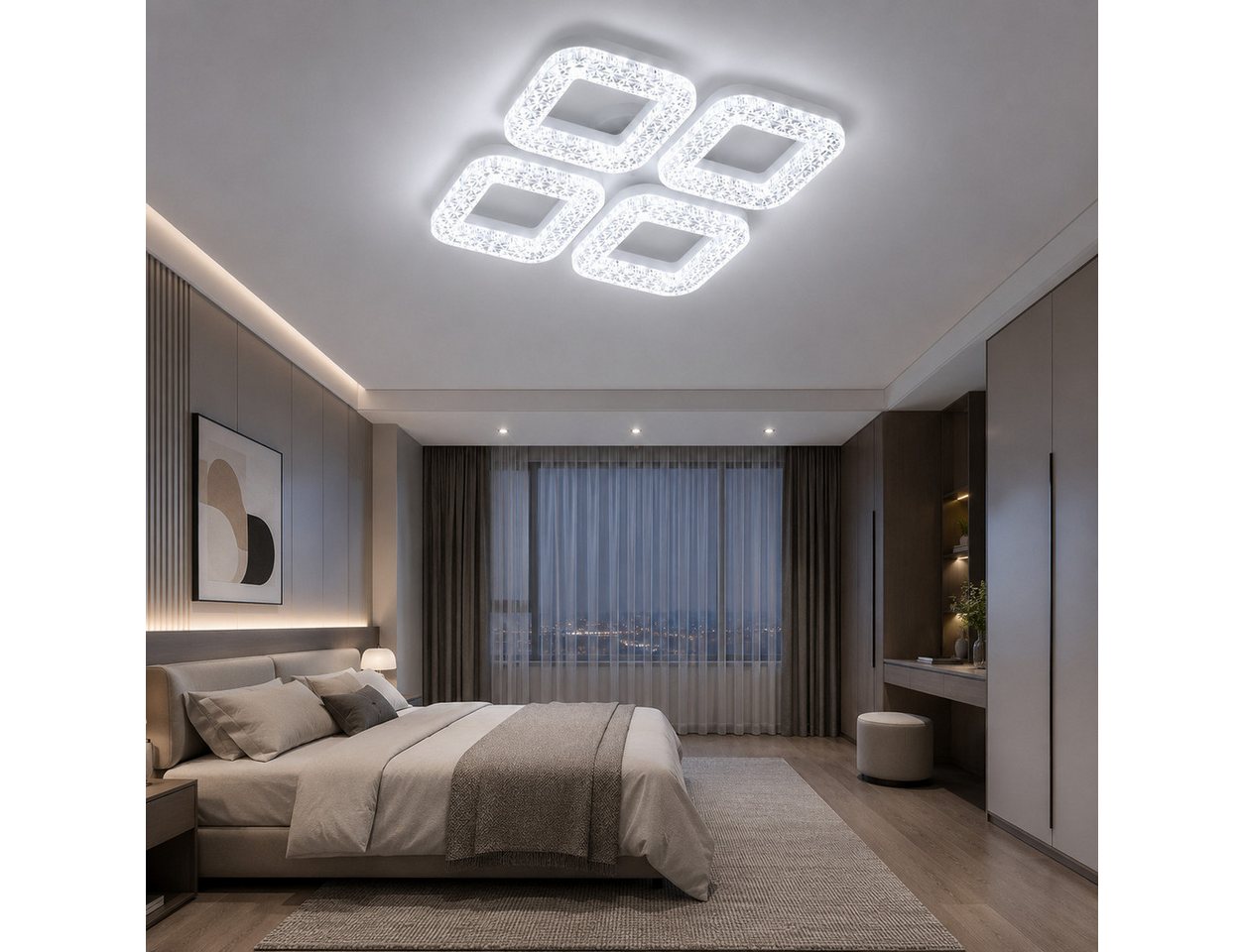 Eurotondisplay LED Deckenleuchte LED Deckenleuchte dimmbar mit Fernbedienung, stufenlos 3000–7000 K, LED fest integriert, Warm- bis Kaltweiß, mit Fernbedienung steuerbar