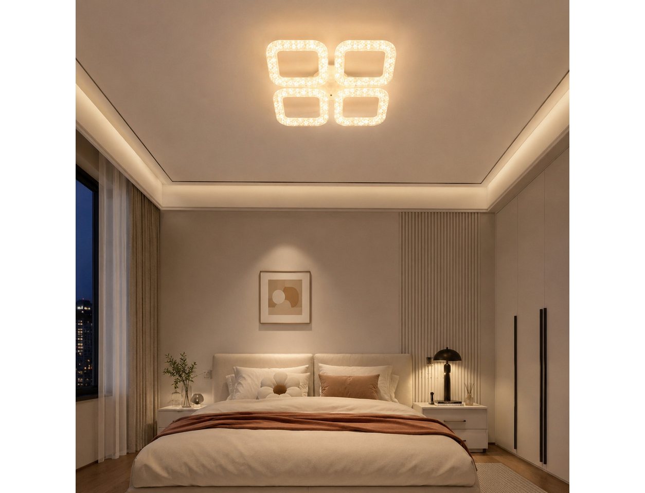 Eurotondisplay LED Deckenleuchte LED Deckenleuchte dimmbar mit Fernbedienung, stufenlos 3000–7000 K, LED fest integriert, Warm- bis Kaltweiß, mit Fernbedienung steuerbar Bild 3