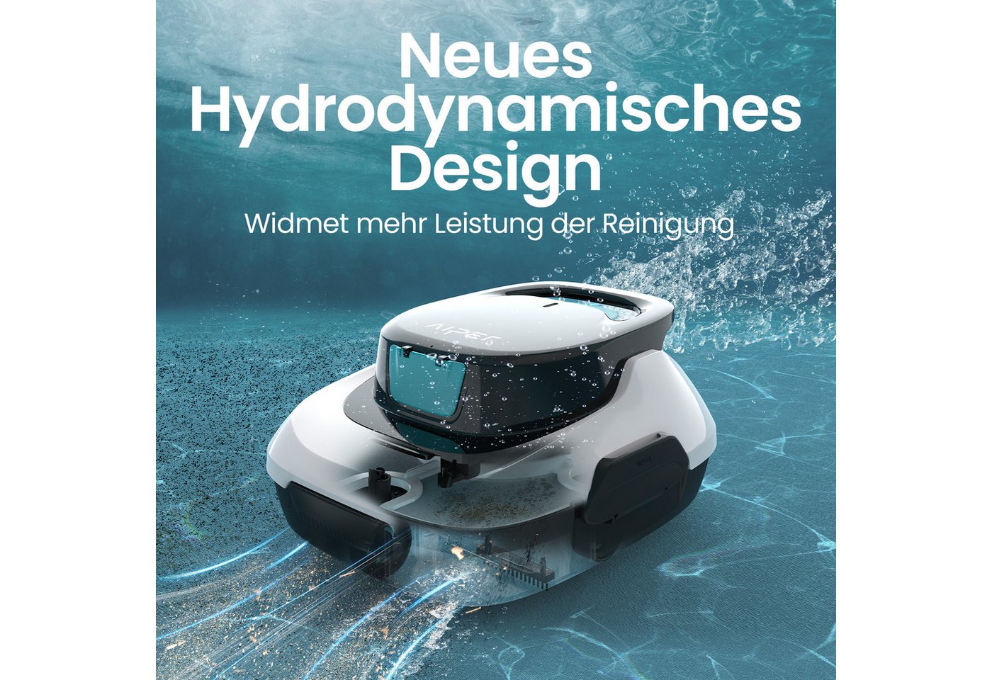 Aiper Poolroboter Scuba SE Poolroboter Akku/ bis 80 m²/90 Min/ Laufzeit, 6.900 LPH, (Auto-Parken am Poolrand, Schneller Wasserablauf & 2 Jahre Garantie), 2 Bodenbürsten, 2 Reinigungsmodi, für Aufstellpools, 180 μm Filter