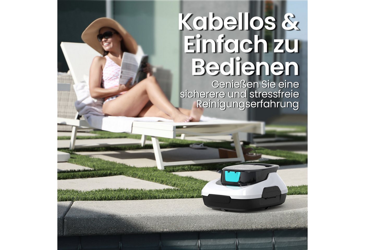 Aiper Poolroboter Scuba SE Poolroboter Akku/ bis 80 m²/90 Min/ Laufzeit, 6.900 LPH, (Auto-Parken am Poolrand, Schneller Wasserablauf & 2 Jahre Garantie), 2 Bodenbürsten, 2 Reinigungsmodi, für Aufstellpools, 180 μm Filter Bild 3