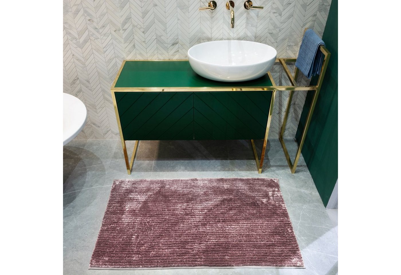 Karat Badematte Dot, ideal fürs Badezimmer, Angenehme Haptik, Duschvorleger, Höhe 15 mm, Maschinenfest, 100% Polyester, Rechteckig, Chenille-Struktur