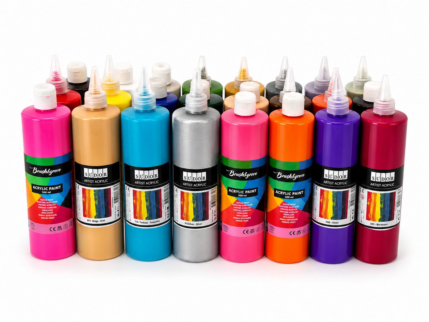 Greenpoint Acrylfarbe Acrylfarben-Set 6/12/24 x500 ml Hoch deckend, matt, für Pouring & mehr, Hochpigmentiert, wasserfest, schnelltrocknend, matt, mischbar Bild 3