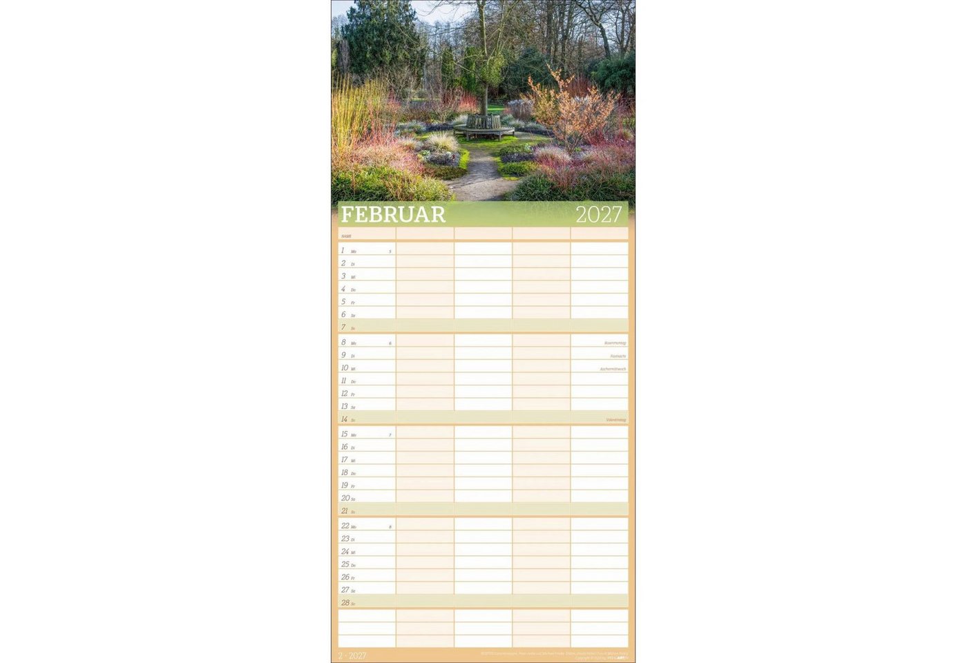 Wandkalender Garten Familienplaner 2027