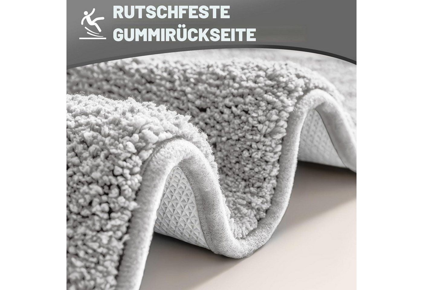 Forrlite Badematte Badvorleger, Badezimmer Teppich, badezimmerteppich, Höhe 2 mm, rutschhemmend beschichtet, schnell trocknend, strapazierfähig, fußbodenheizungsgeeignet, Polyester, rechteckig, Badteppich, Badematten, rechteckig