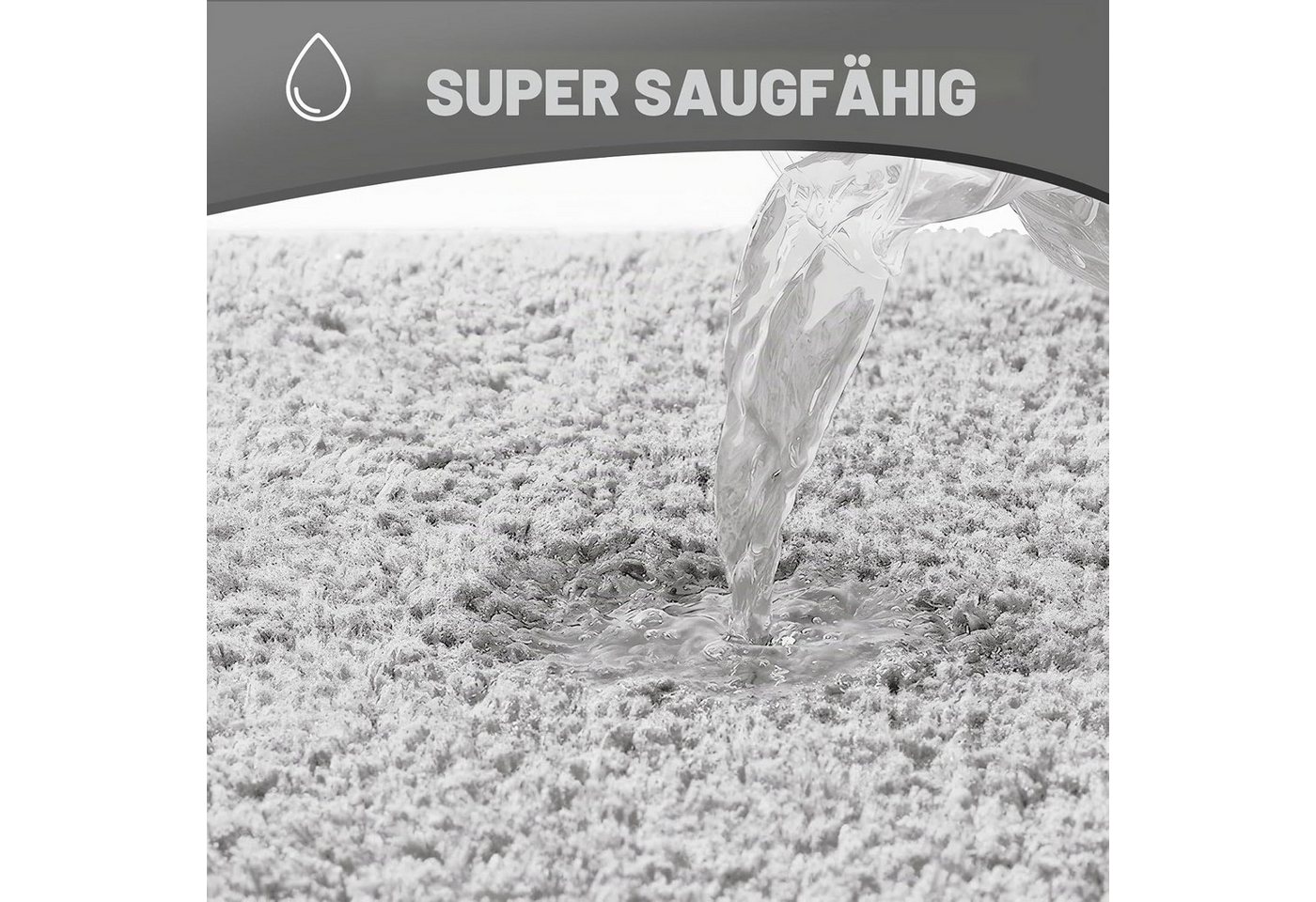 Forrlite Badematte Badvorleger, Badezimmer Teppich, badezimmerteppich, Höhe 2 mm, rutschhemmend beschichtet, schnell trocknend, strapazierfähig, fußbodenheizungsgeeignet, Polyester, rechteckig, Badteppich, Badematten, rechteckig Bild 3