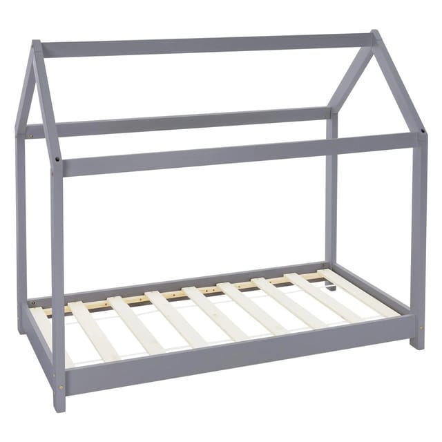 ML-Design Kinderbett 80x160 cm mit Dach und Lattenrost Hellgrau